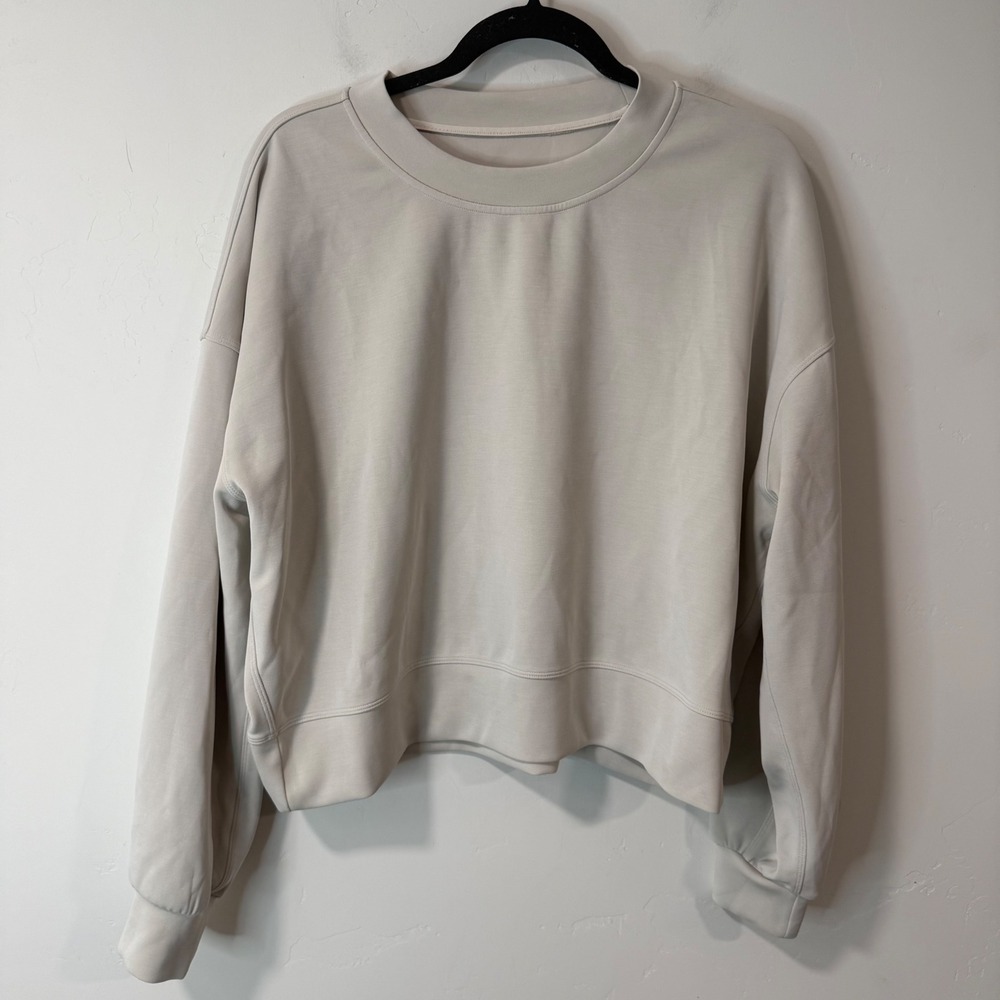 Lululemon Womens Perfectly Oversized Crop Sweatshirt 10 Beige Crew Softstreme